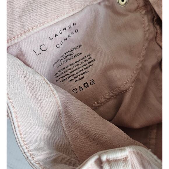 LC Lauren Conrad  High Rise Skinny Ankle Pink Jeans with frayed hem sz 6 - Picture 3 of 6